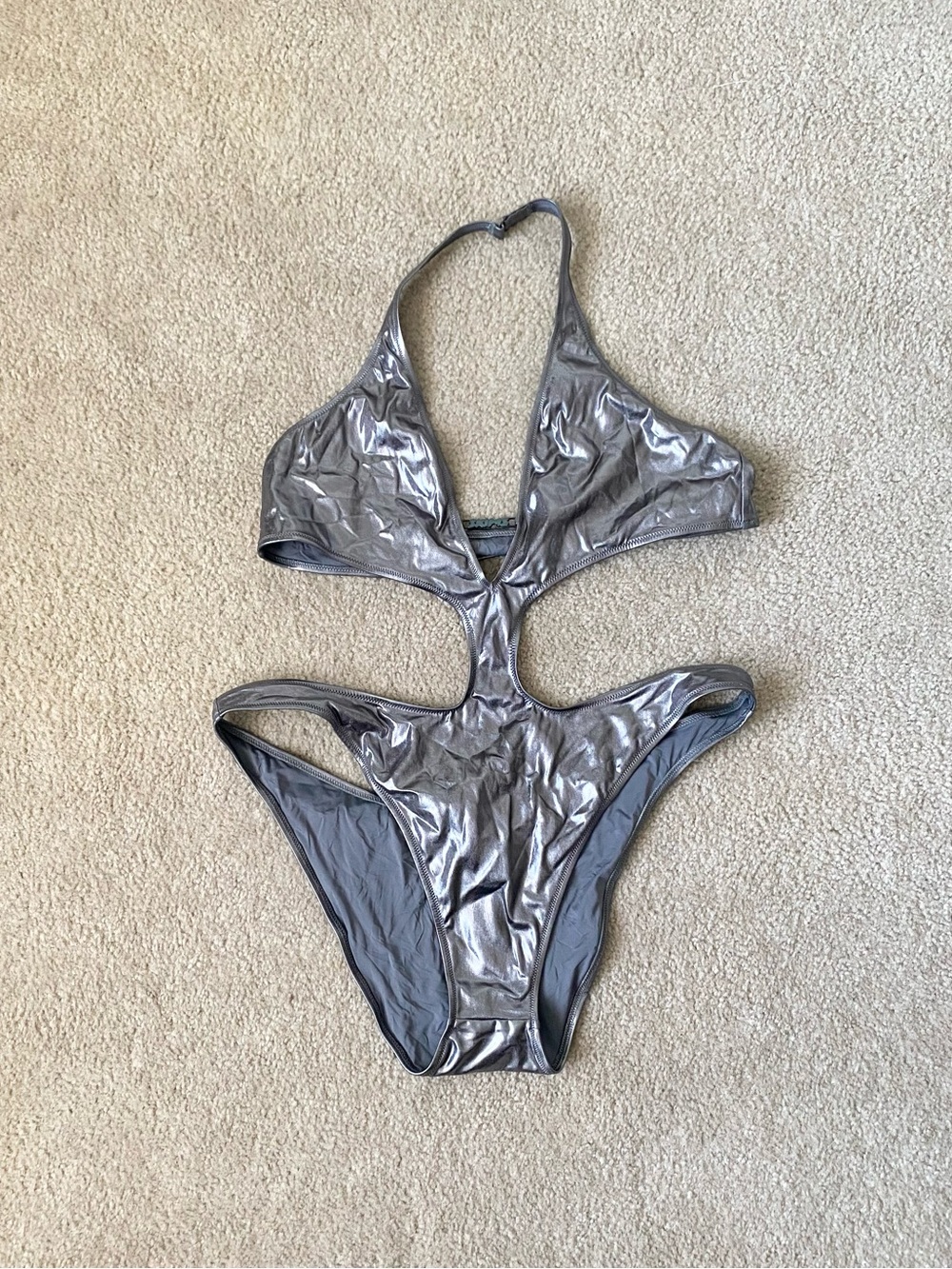 SKIMS Metallic Chrome Cutout Monokini One Piece